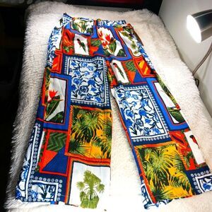 NWT Crosby Cartolina Print Pilazo Pants. Tropical Print Pants Womans Small.....